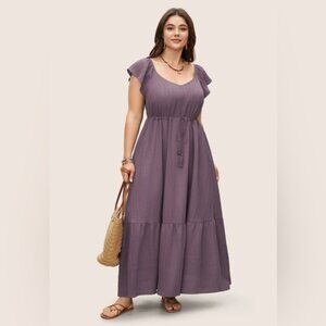 BloomChic Purple Drop Shoulder Spring Summer Size 30 5X Woman Lady Maxi Dress